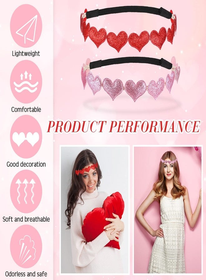 ميتلي طوق رأس على شكل قلوب لامعة من قطعتين من إم تي لي، مناسب لعيد الحب، مصنوع من المطاط اللامع، بتصميم كيوبيد، إكسسوارات شعر مانعة للانزلاق، متوفر باللونين الوردي والأحمر، أطواق رأس براقة للنساء - Image 4